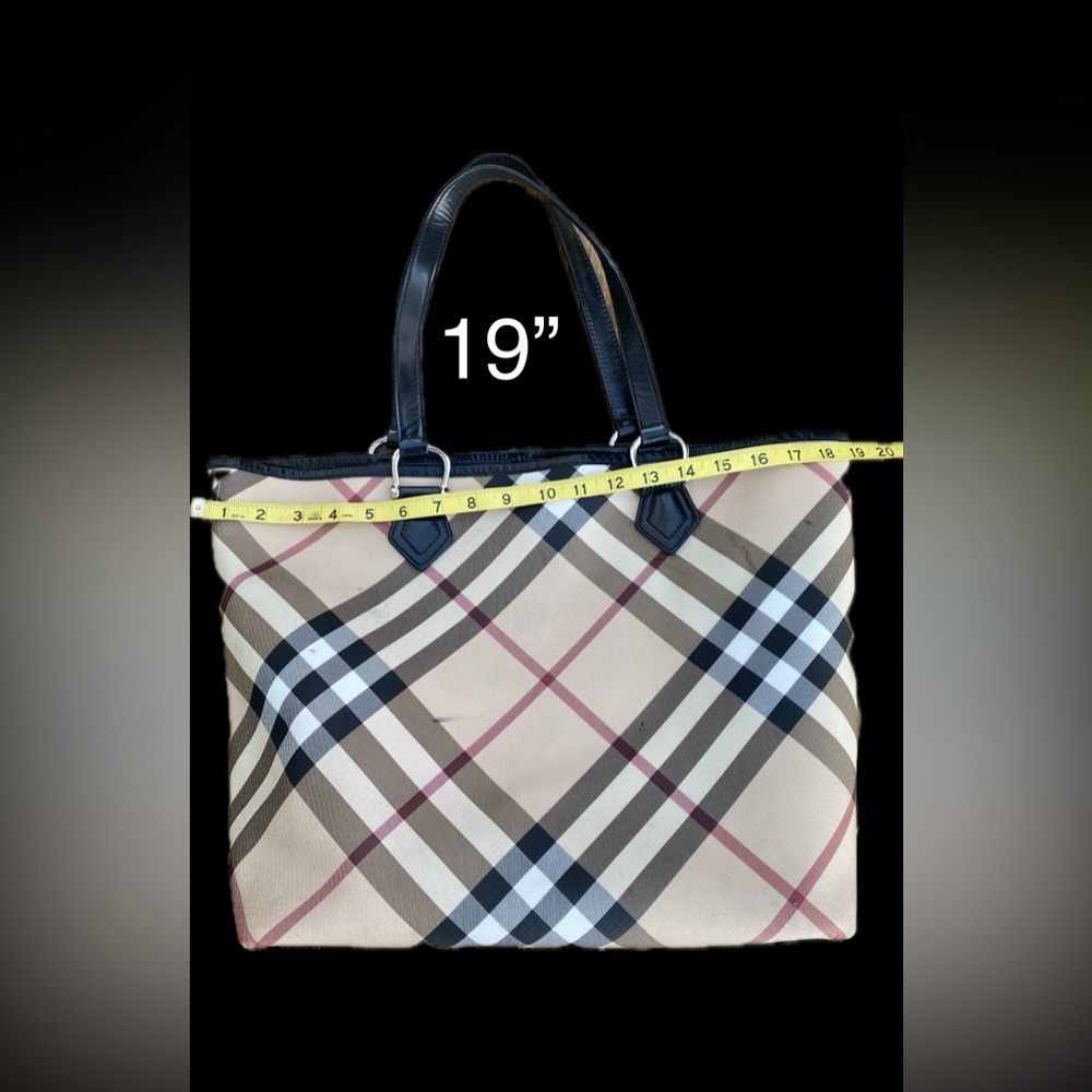 BURBERRY NOVA CHECK Shopper/Footed TOTE🔥HUGE!🔥PVC/Leather w/pouch🔥HOT ITEM!🔥 - Picture 14 of 15